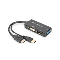 DIGITUS Adapter HDMI na DP/DVI/VGA 0.2m crni