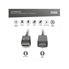 DIGITUS Kabl Display port 1.2 na HDMI2.0 4K 1m crni