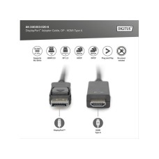 DIGITUS Kabl Display port 1.2 na HDMI2.0 4K 2m crni