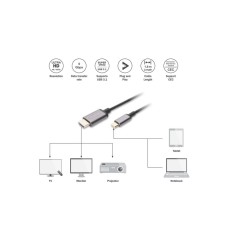 DIGITUS Kabl USB Tip C na HDMI 4K 1.8m crni