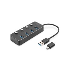 DIGITUS USB hub 4 3.0 porta sa prekidačima