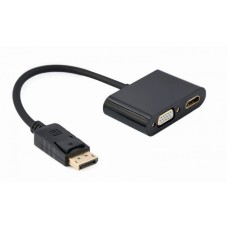 GEMBIRD (A-DPM-HDMIFVGAF-01) adapter DisplayPort (muški) na HDMI (ženski) + VGA (ženski) crni