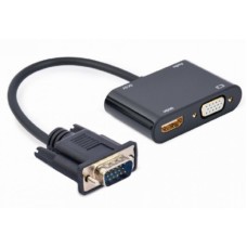 GEMBIRD A-VGA-HDMI-02 VGA to HDMI + VGA adapter cable, 0.15 m, black