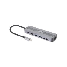 MANHATTAN Docking station 7u1 USB-C - HDMI/2xUSB 3.0/LAN/CR/PD 87W (153928)