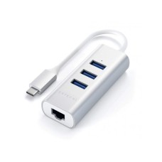 SATECHI Aluminium Type-C Hub (3x USB 3.0,Ethernet) - Silver